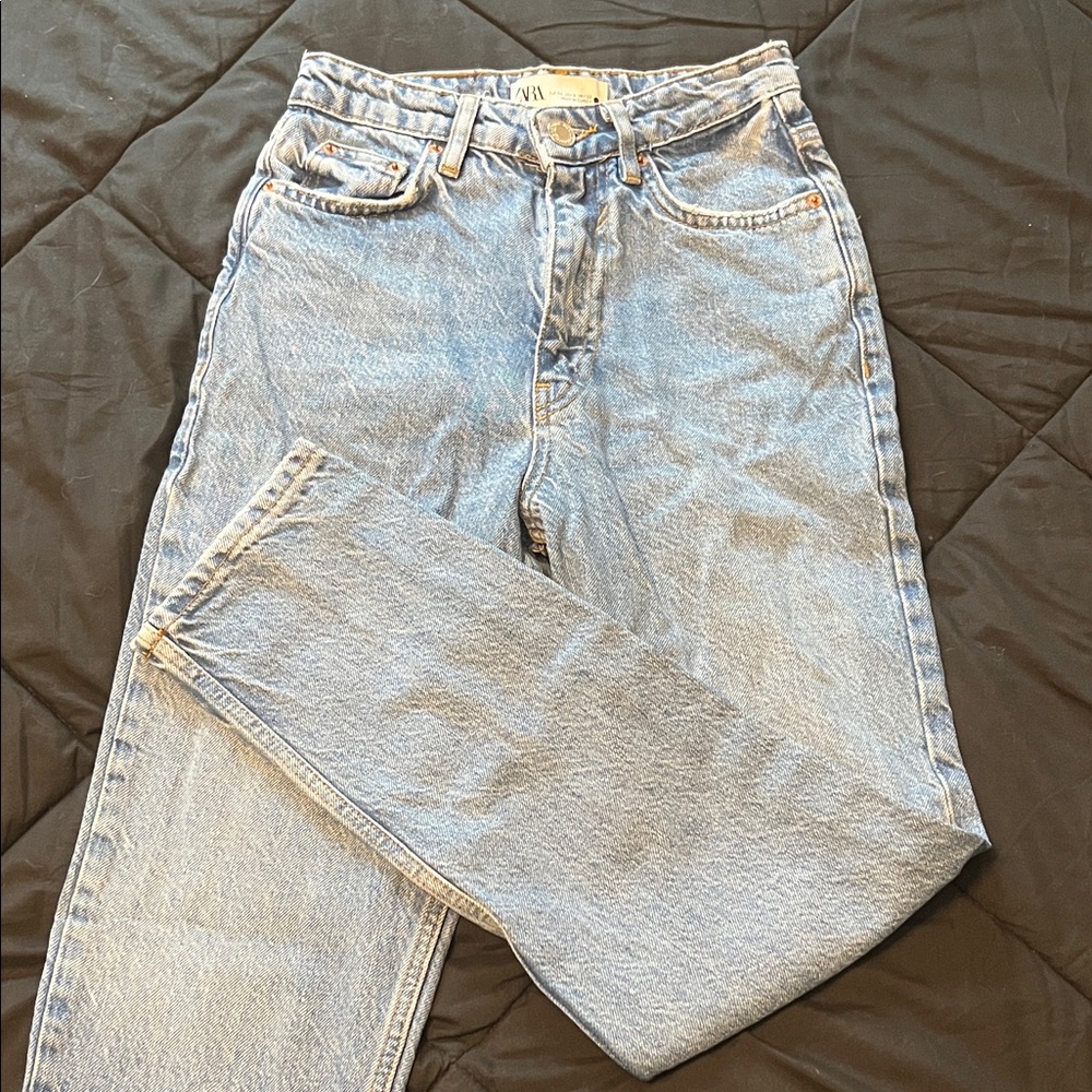 Zara Women's Straight Leg Jeans - Light Blue